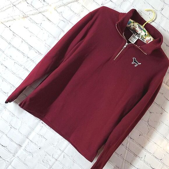 Victorias Secret PINK Maroon Quarter Zip Fleece Collared Sweatshirt Size Small - Picture 3 of 7